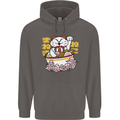 Ramen Lucky Cat Mens 80% Cotton Hoodie Charcoal