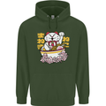 Ramen Lucky Cat Mens 80% Cotton Hoodie Forest Green