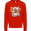Ramen Lucky Cat Mens Sweatshirt Jumper Bright Red