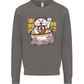 Ramen Lucky Cat Mens Sweatshirt Jumper Charcoal