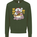 Ramen Lucky Cat Mens Sweatshirt Jumper Forest Green
