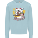 Ramen Lucky Cat Mens Sweatshirt Jumper Light Blue