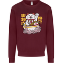 Ramen Lucky Cat Mens Sweatshirt Jumper Maroon