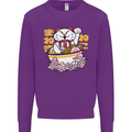 Ramen Lucky Cat Mens Sweatshirt Jumper Purple