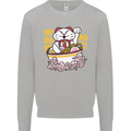 Ramen Lucky Cat Mens Sweatshirt Jumper Sports Grey
