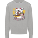 Ramen Lucky Cat Mens Sweatshirt Jumper Sports Grey