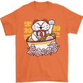 Ramen Lucky Cat Mens T-Shirt Cotton Gildan Orange