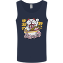 Ramen Lucky Cat Mens Vest Tank Top Navy Blue