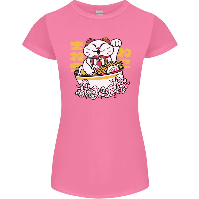 Ramen Lucky Cat Womens Petite Cut T-Shirt Azalea