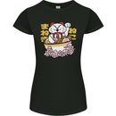Ramen Lucky Cat Womens Petite Cut T-Shirt Black