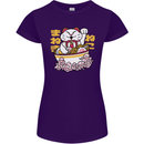 Ramen Lucky Cat Womens Petite Cut T-Shirt Purple