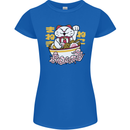 Ramen Lucky Cat Womens Petite Cut T-Shirt Royal Blue