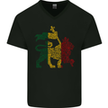 Rasta Lion Jamaica Reggae Music Jamaican Mens V-Neck Cotton T-Shirt Black