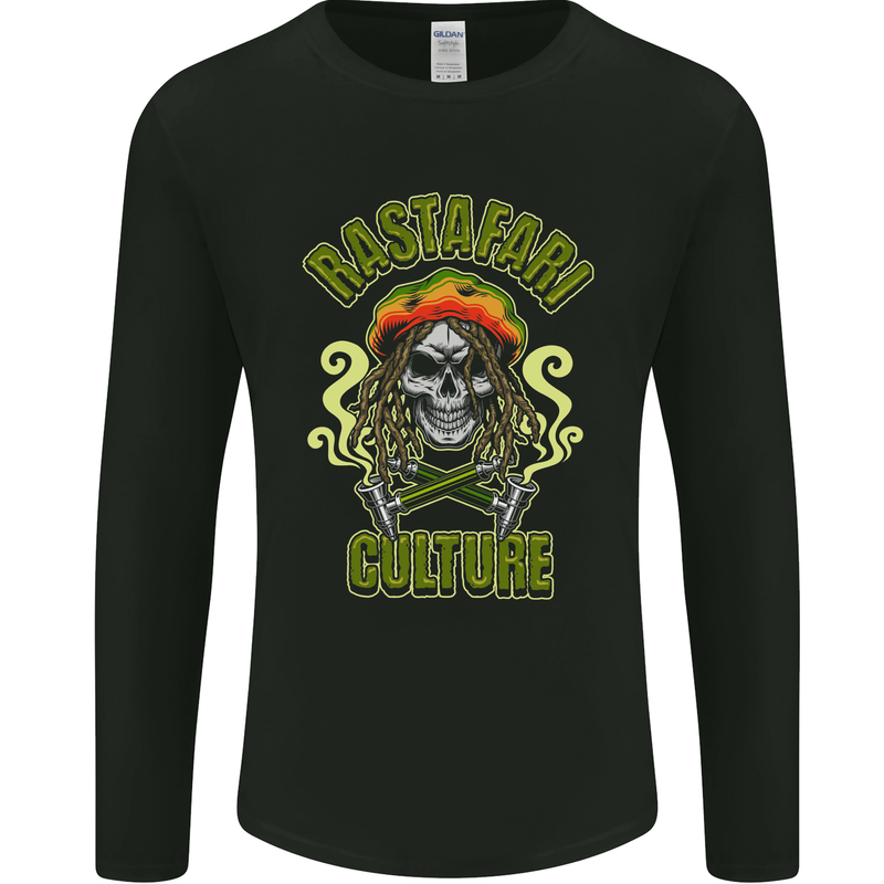 Rastafari Culture Weed Cannabis Bong Spliff Mens Long Sleeve T-Shirt Black