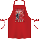 Rather a Bad Day Fishing Funny Fisherman Cotton Apron 100% Organic Red