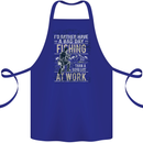 Rather a Bad Day Fishing Funny Fisherman Cotton Apron 100% Organic Royal Blue