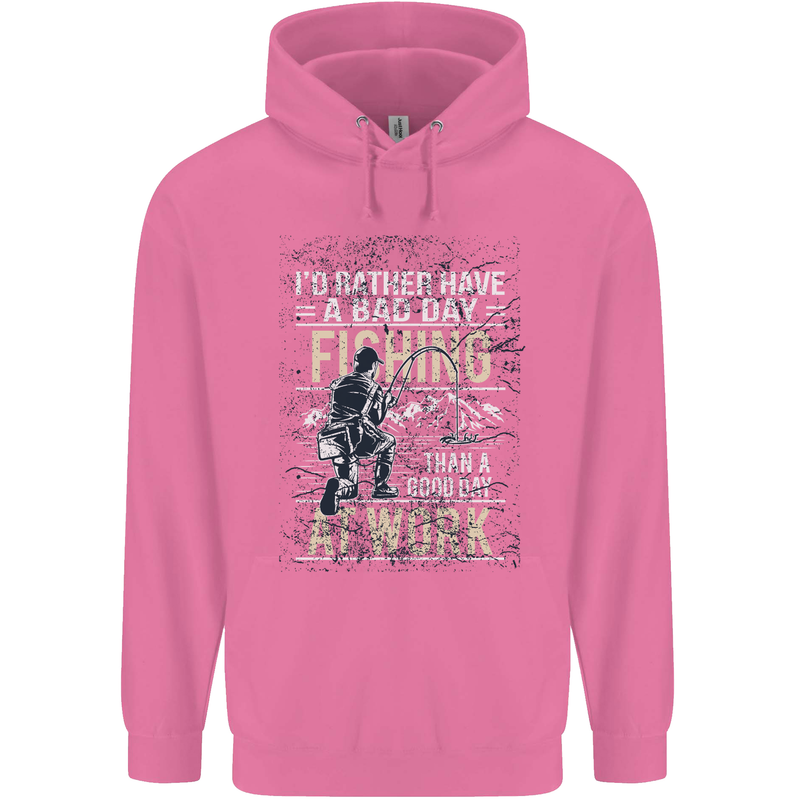 Rather a Bad Day Fishing Funny Fisherman Mens 80% Cotton Hoodie Azelea