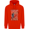 Rather a Bad Day Fishing Funny Fisherman Mens 80% Cotton Hoodie Bright Red