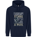 Rather a Bad Day Fishing Funny Fisherman Mens 80% Cotton Hoodie Navy Blue