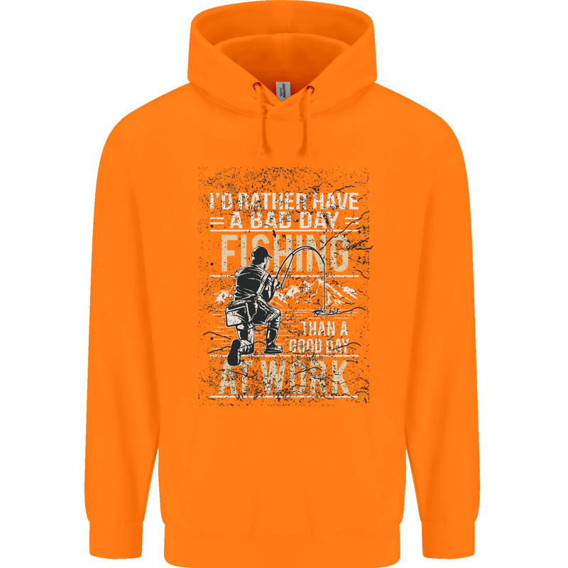 Rather a Bad Day Fishing Funny Fisherman Mens 80% Cotton Hoodie Orange