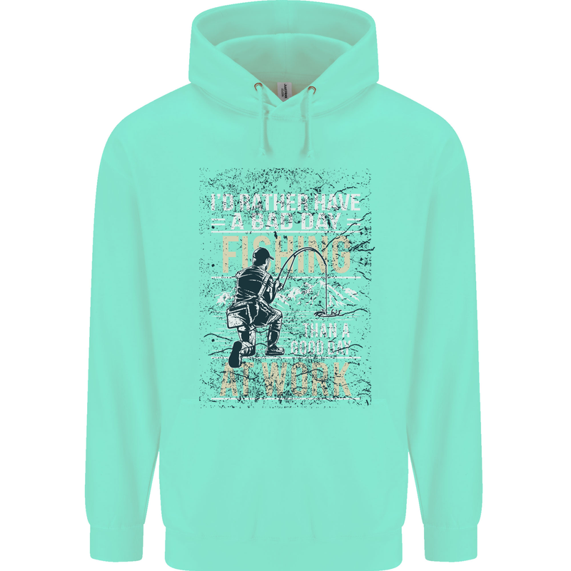 Rather a Bad Day Fishing Funny Fisherman Mens 80% Cotton Hoodie Peppermint
