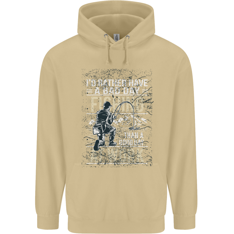 Rather a Bad Day Fishing Funny Fisherman Mens 80% Cotton Hoodie Sand