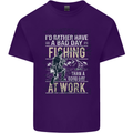 Rather a Bad Day Fishing Funny Fisherman Mens Cotton T-Shirt Tee Top Purple