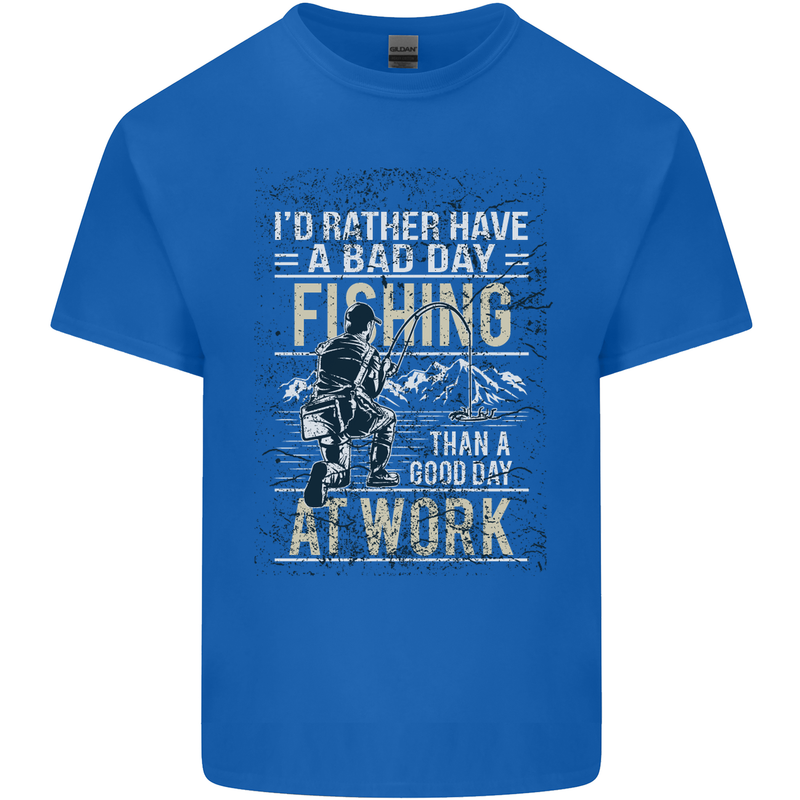 Rather a Bad Day Fishing Funny Fisherman Mens Cotton T-Shirt Tee Top Royal Blue