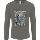 Rather a Bad Day Fishing Funny Fisherman Mens Long Sleeve T-Shirt Charcoal