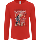Rather a Bad Day Fishing Funny Fisherman Mens Long Sleeve T-Shirt Red