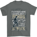 Rather a Bad Day Fishing Funny Fisherman Mens T-Shirt Cotton Gildan Charcoal