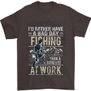 Rather a Bad Day Fishing Funny Fisherman Mens T-Shirt Cotton Gildan Dark Chocolate