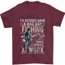 Rather a Bad Day Fishing Funny Fisherman Mens T-Shirt Cotton Gildan Maroon