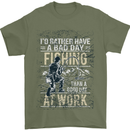 Rather a Bad Day Fishing Funny Fisherman Mens T-Shirt Cotton Gildan Military Green