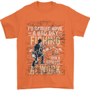 Rather a Bad Day Fishing Funny Fisherman Mens T-Shirt Cotton Gildan Orange