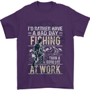 Rather a Bad Day Fishing Funny Fisherman Mens T-Shirt Cotton Gildan Purple