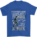 Rather a Bad Day Fishing Funny Fisherman Mens T-Shirt Cotton Gildan Royal Blue