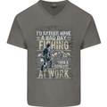Rather a Bad Day Fishing Funny Fisherman Mens V-Neck Cotton T-Shirt Charcoal