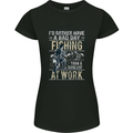 Rather a Bad Day Fishing Funny Fisherman Womens Petite Cut T-Shirt Black