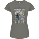 Rather a Bad Day Fishing Funny Fisherman Womens Petite Cut T-Shirt Charcoal