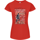 Rather a Bad Day Fishing Funny Fisherman Womens Petite Cut T-Shirt Red