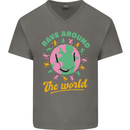 Rave Around the World Dance Music Raver Acid Mens V-Neck Cotton T-Shirt Charcoal