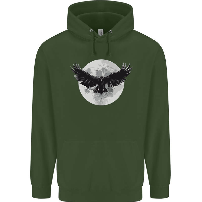 Raven Moon Vikings Childrens Kids Hoodie Forest Green
