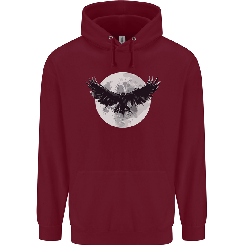 Raven Moon Vikings Mens 80% Cotton Hoodie Maroon