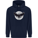 Raven Moon Vikings Mens 80% Cotton Hoodie Navy Blue
