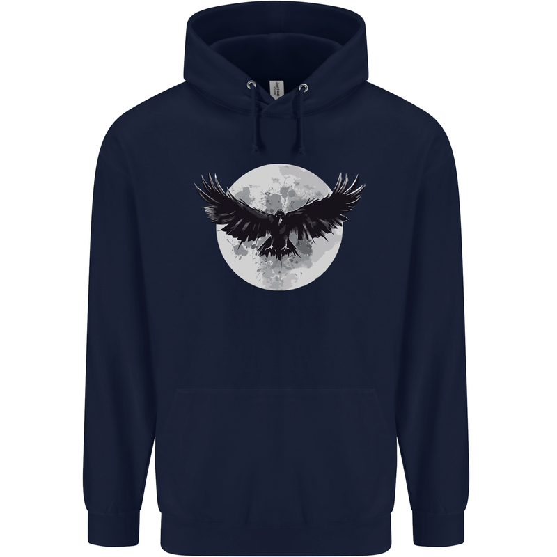 Raven Moon Vikings Mens 80% Cotton Hoodie Navy Blue