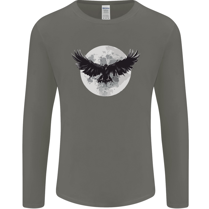 Raven Moon Vikings Mens Long Sleeve T-Shirt Charcoal