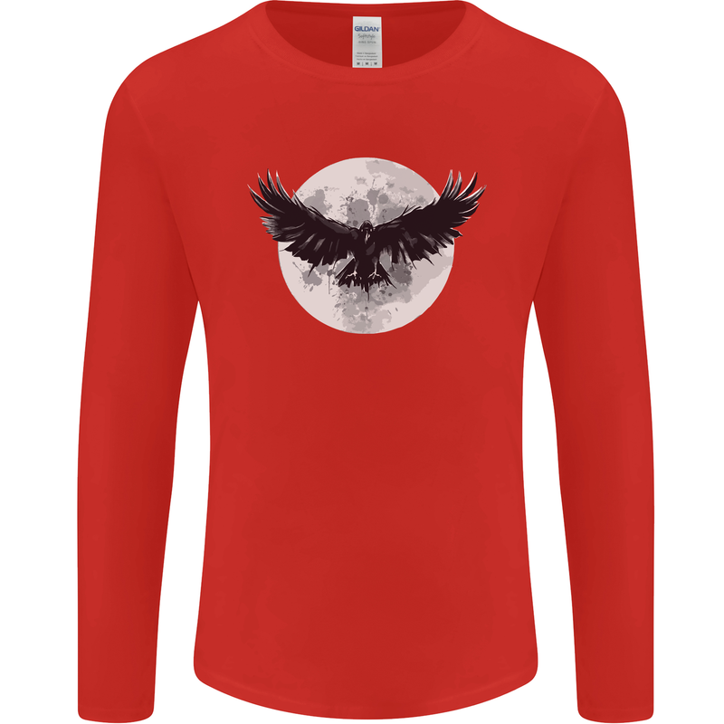 Raven Moon Vikings Mens Long Sleeve T-Shirt Red