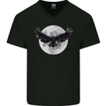 Raven Moon Vikings Mens V-Neck Cotton T-Shirt Black