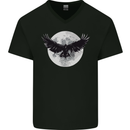 Raven Moon Vikings Mens V-Neck Cotton T-Shirt Black